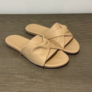 COCONUTS (Nordstrom) Tan Leather Flat Slide Sandals - Size 8